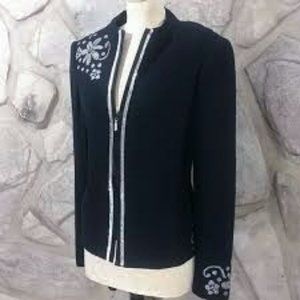 St. John Evening Black Embroidered Beaded Jacket
